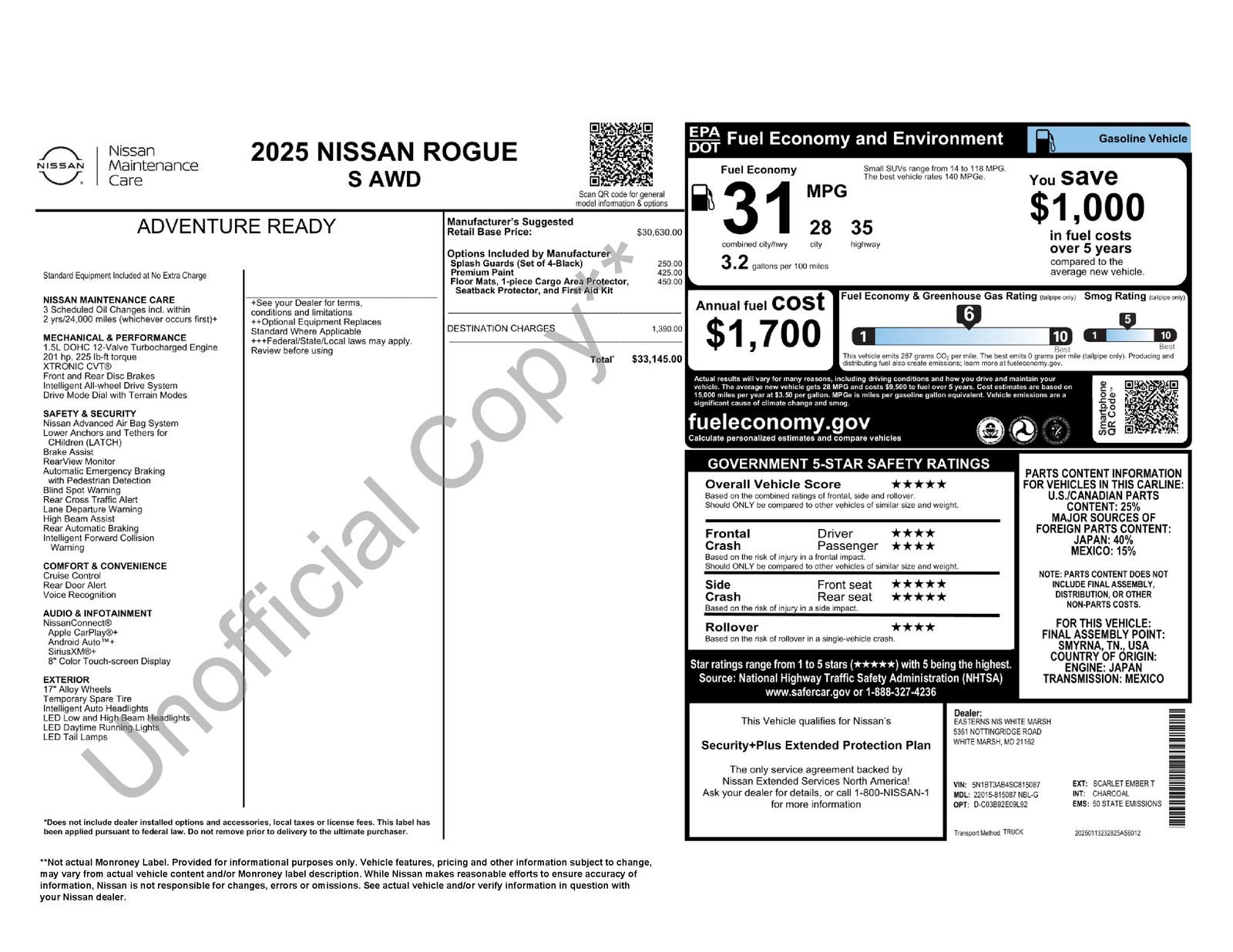 New 2025 Nissan Rogue S AWD/4WD image 12