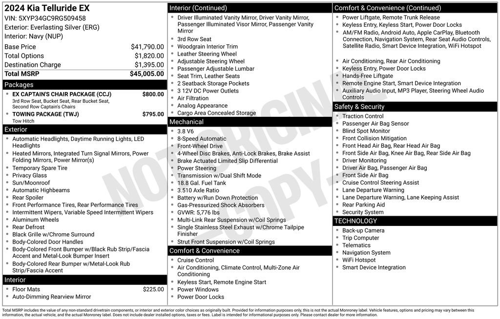 Used 2024 Kia Telluride EX w/ EX Captain's Chair Package image 8