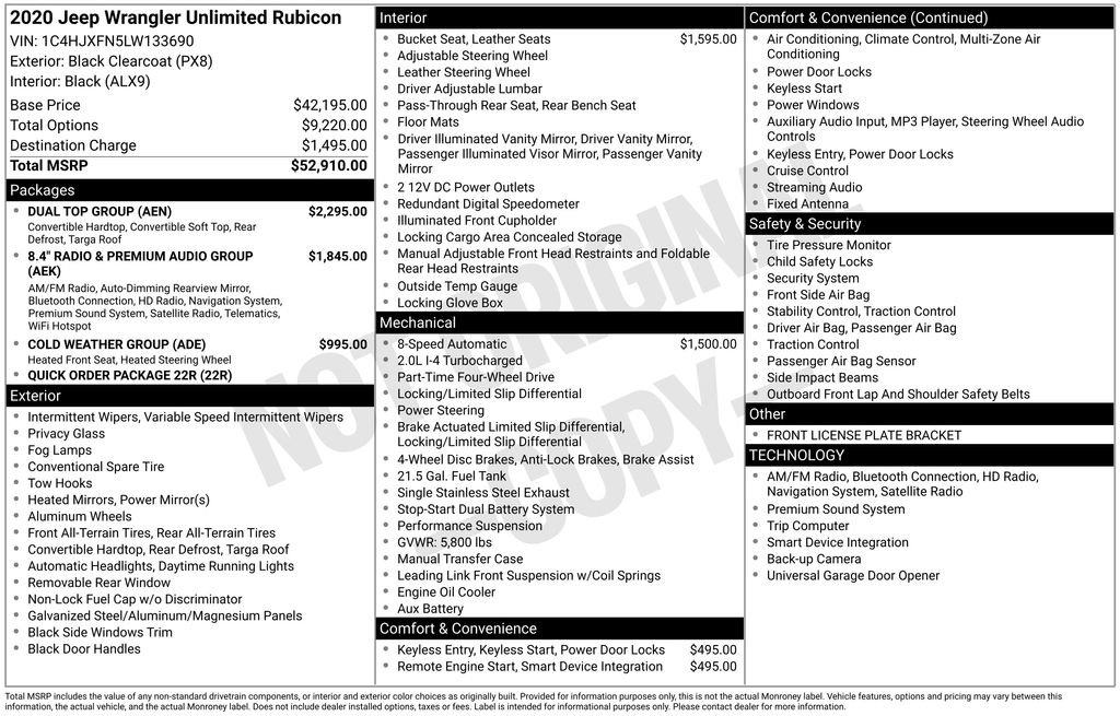 Used 2020 Jeep Wrangler Unlimited Rubicon w/ Dual Top Group image 42