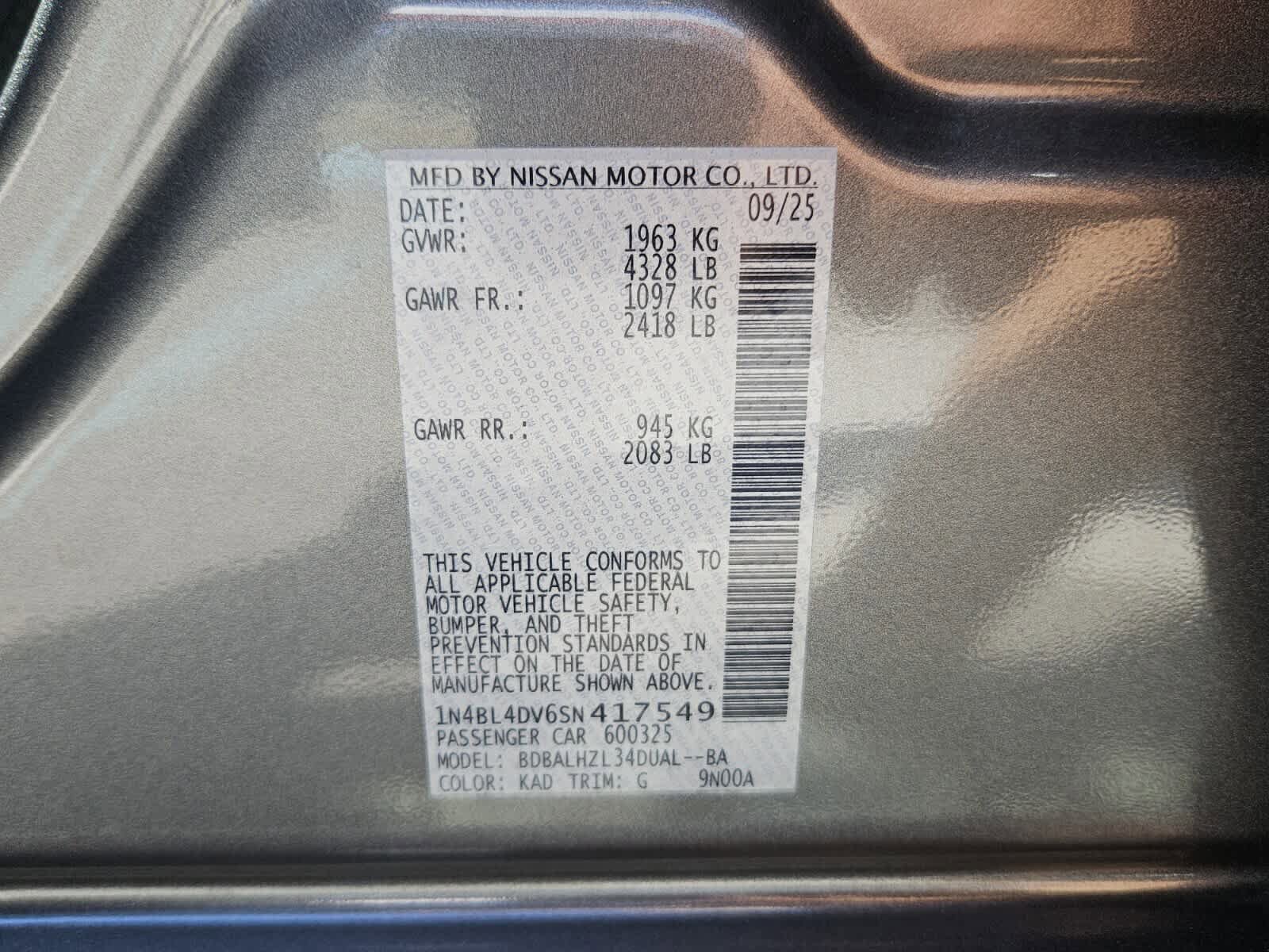Used 2025 Nissan Altima 2.5 SV w/ SV Special Edition Package FWD image 7
