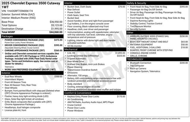 New 2025 Chevrolet Express 3500 w/ Power Convenience Package image 18