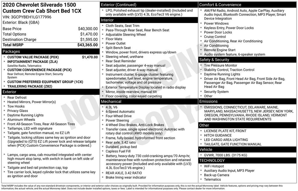 Used 2020 Chevrolet Silverado 1500 Custom w/ Custom Value Package image 6