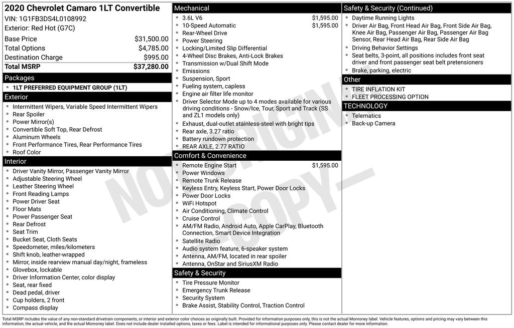 Used 2020 Chevrolet Camaro LT image 46