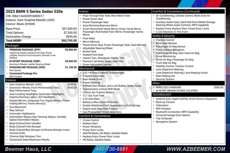 Used 2023 BMW 530e w/ M Sport Package RWD image 3