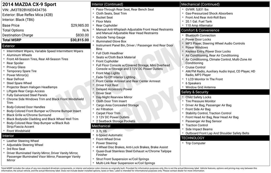 Used 2014 MAZDA CX-9 Sport image 3