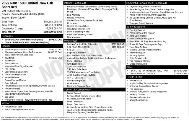 Used 2022 RAM 1500 Limited w/ Body-Colour Bumper Group AWD/4WD image 5