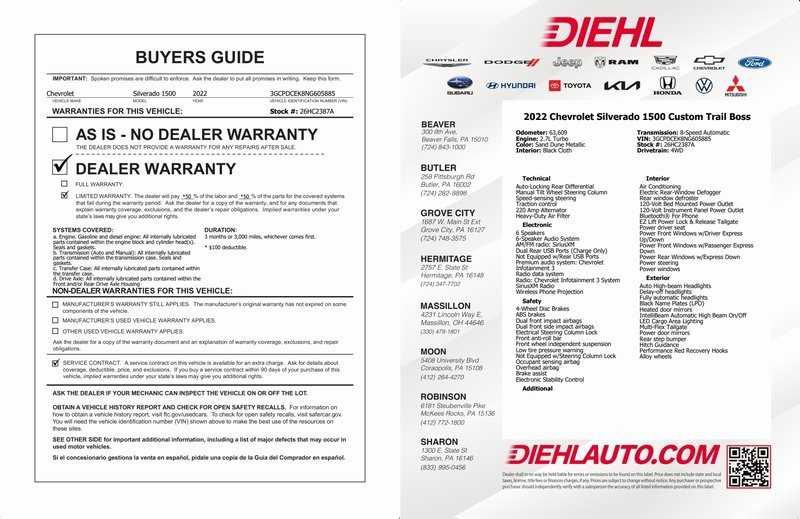 Used 2022 Chevrolet Silverado 1500 Custom Trail Boss w/ LPO, Dark Essentials Package image 32