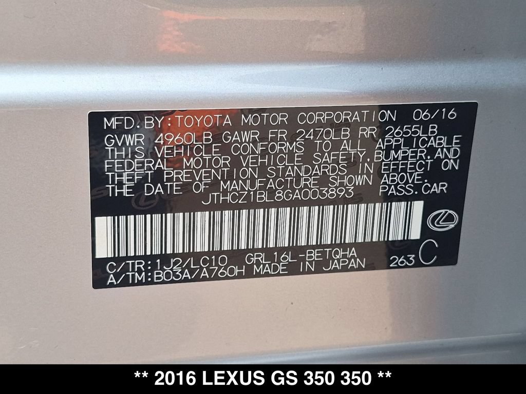 Used 2016 Lexus GS 350 AWD w/ Premium Package image 26