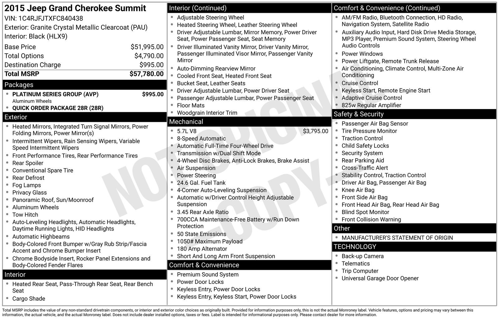 Used 2015 Jeep Grand Cherokee Summit w/ Platinum Series Group image 34