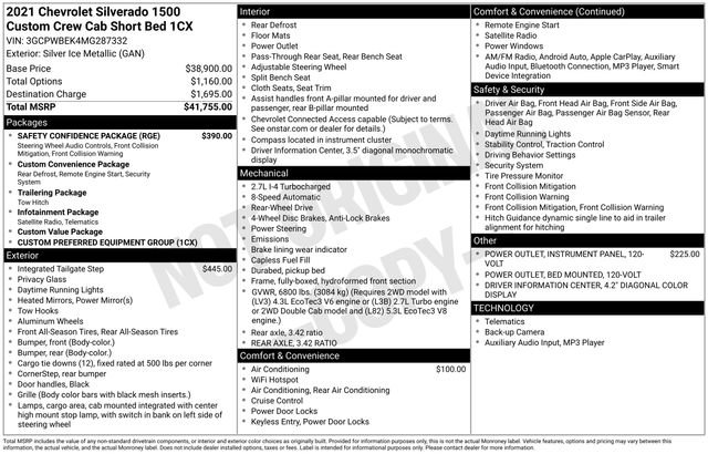 Certified 2021 Chevrolet Silverado 1500 Custom w/ Safety Confidence Package image 37