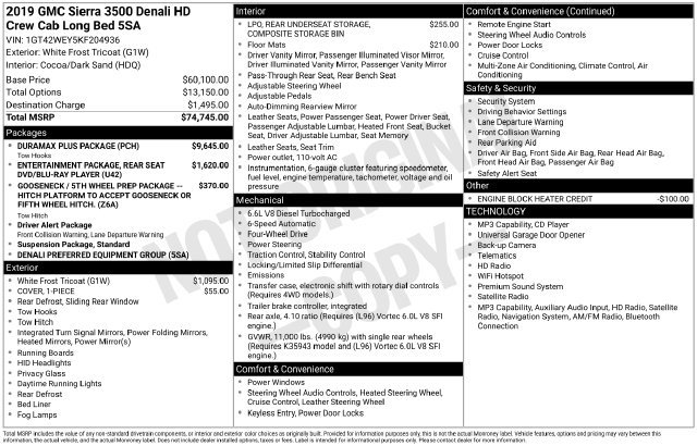 Certified 2019 GMC Sierra 3500 Denali w/ Duramax Plus Package AWD/4WD image 40