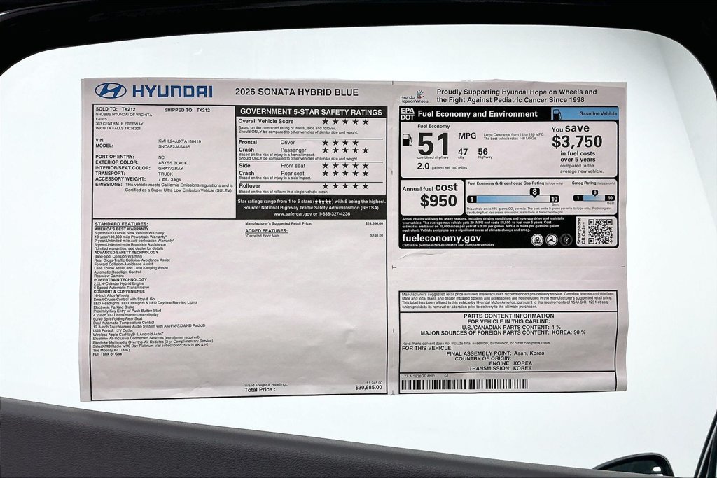 New 2026 Hyundai Sonata Blue FWD image 32