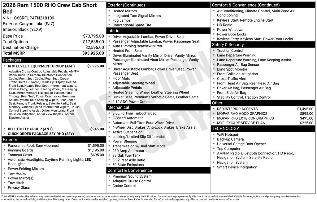 New 2026 RAM 1500 RHO w/ RHO Level 1 Equipment Group AWD/4WD image 5