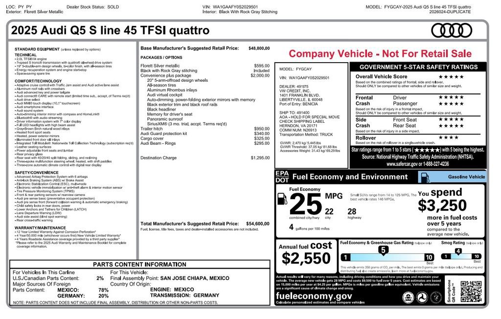 Used 2025 Audi Q5 2.0T Premium w/ Convenience Plus Package AWD/4WD image 3