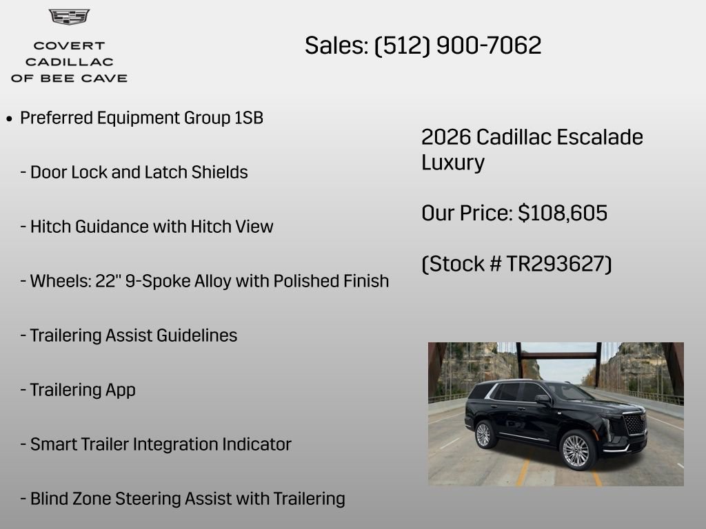 New 2026 Cadillac Escalade Luxury w/ LPO, Floor Liner Package image 12