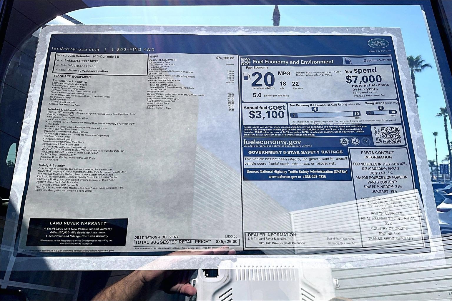 New 2026 Land Rover Defender 110 X-Dynamic SE image 14