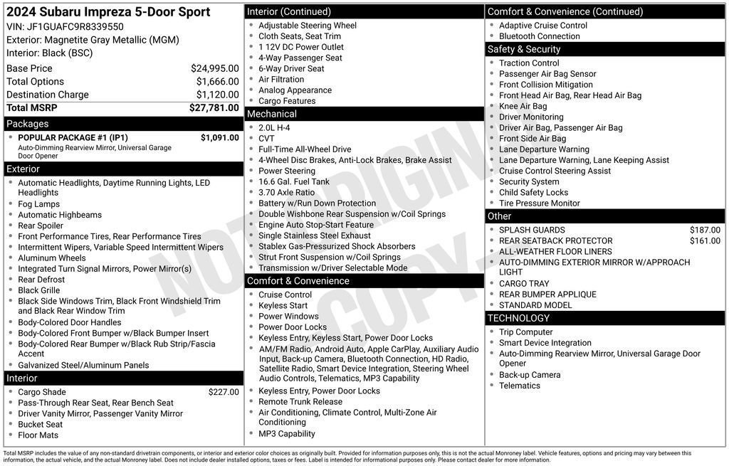 Used 2024 Subaru Impreza 2.0i Sport w/ Popular Package #1 image 30