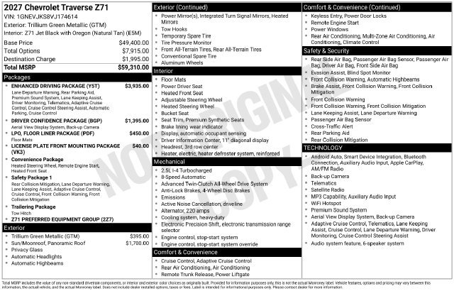 New 2027 Chevrolet Traverse Z71 w/ Enhanced Driving Package AWD/4WD image 39