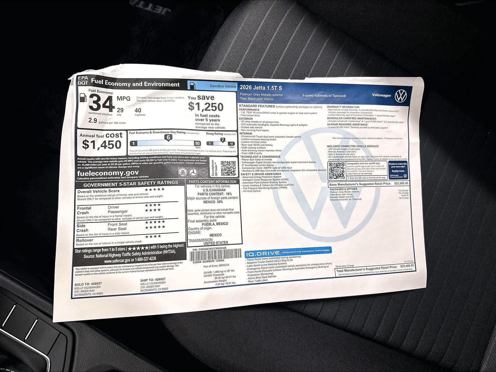 New 2026 Volkswagen Jetta S FWD image 13