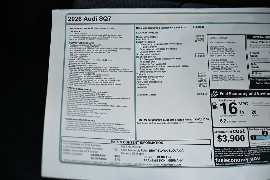 New 2026 Audi SQ7 Premium Plus AWD/4WD image 23