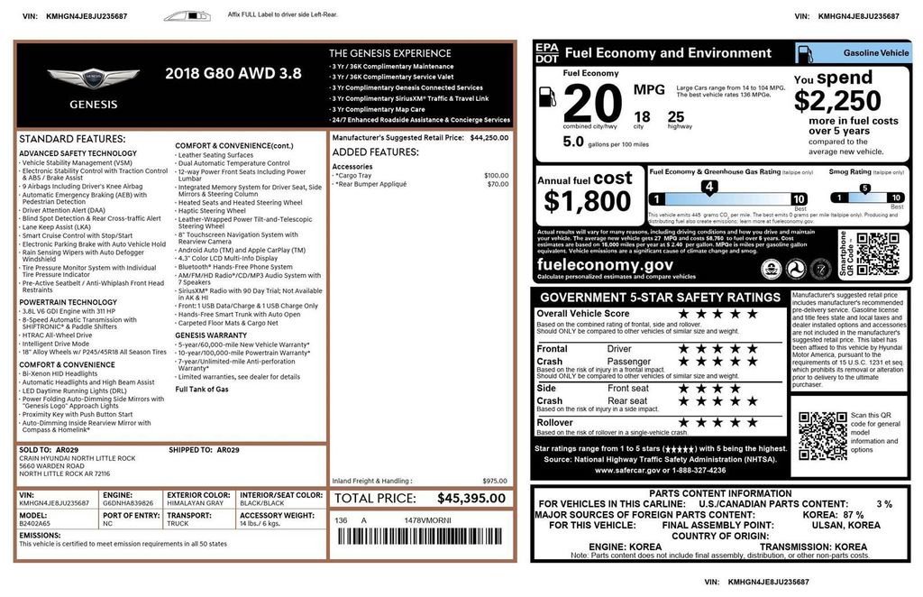 Used 2018 Genesis G80 3.8 image 21
