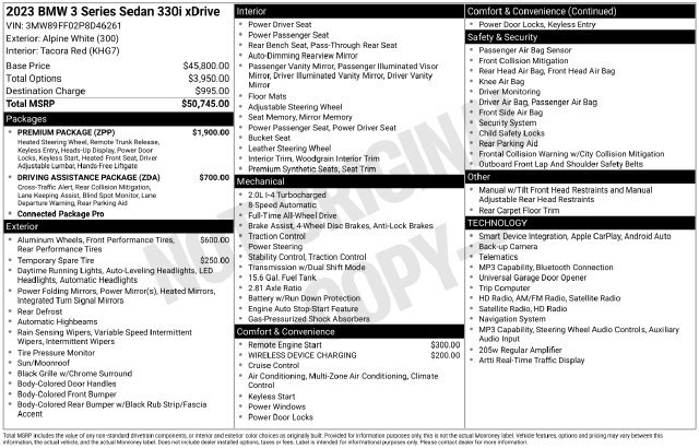 Certified 2023 BMW 330i xDrive Sedan w/ Premium Package AWD/4WD image 35
