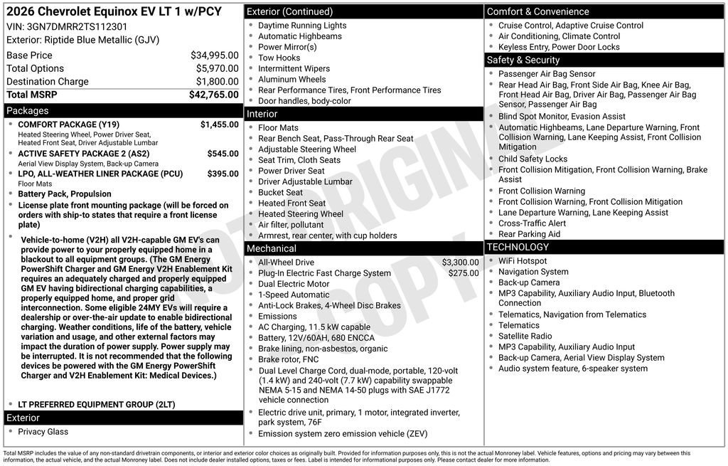 New 2026 Chevrolet Equinox EV LT w/ Comfort Package AWD/4WD image 11