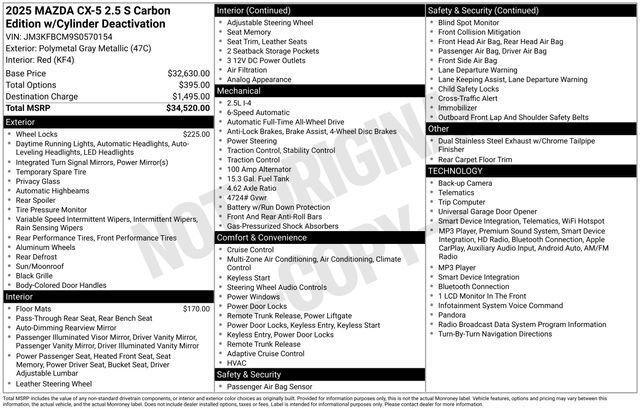 Certified 2025 MAZDA CX-5 Carbon Edition AWD/4WD image 6