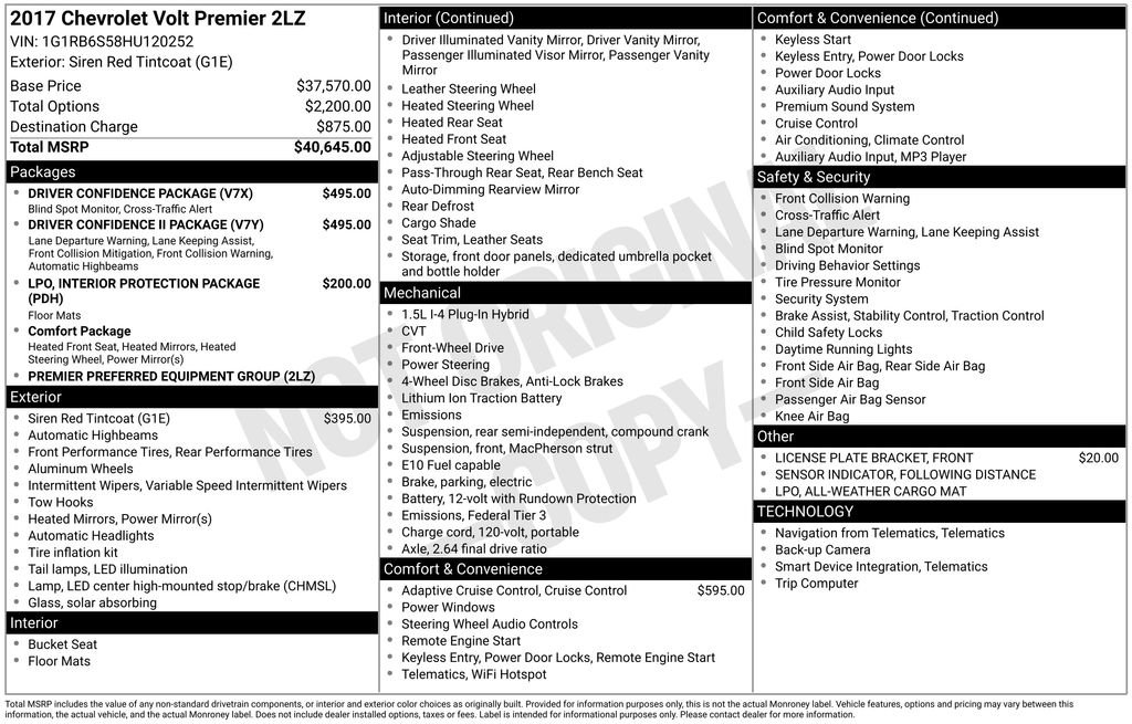 Used 2017 Chevrolet Volt Premier w/ Driver Confidence II Package FWD image 4