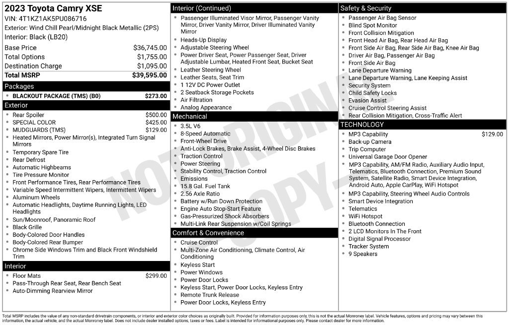 Used 2023 Toyota Camry XSE w/ Blackout Package (TMS) FWD image 6