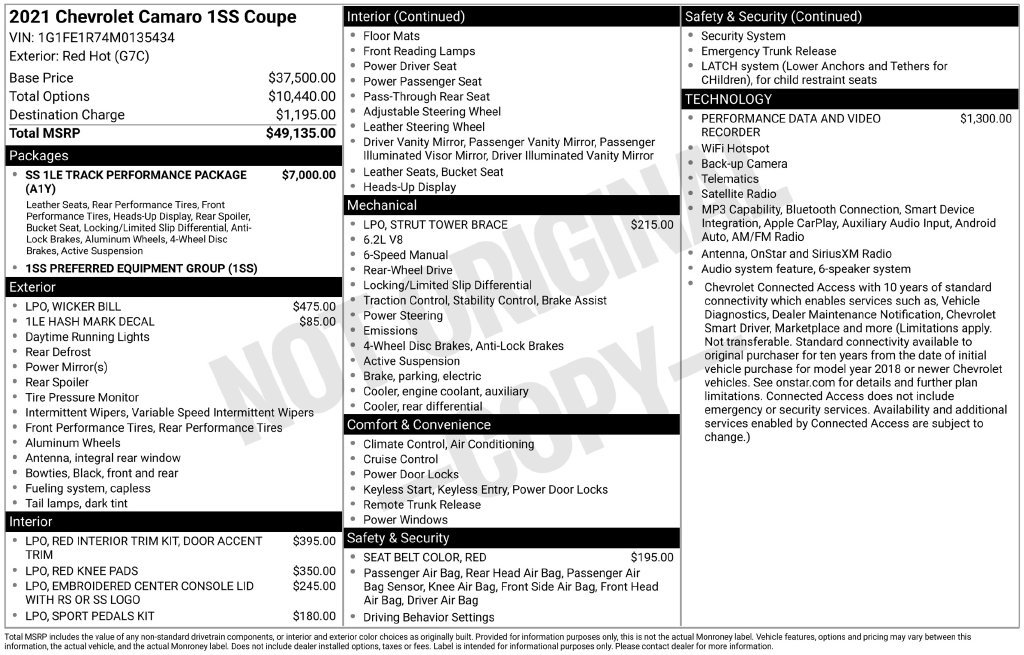 Used 2021 Chevrolet Camaro SS RWD image 28
