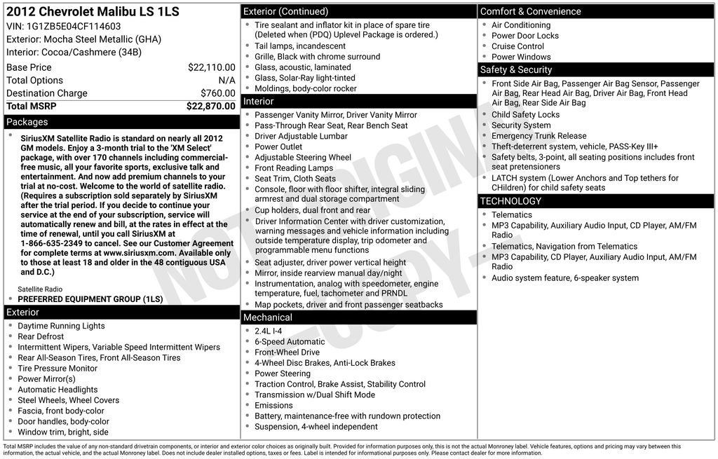 Used 2012 Chevrolet Malibu LS FWD image 19