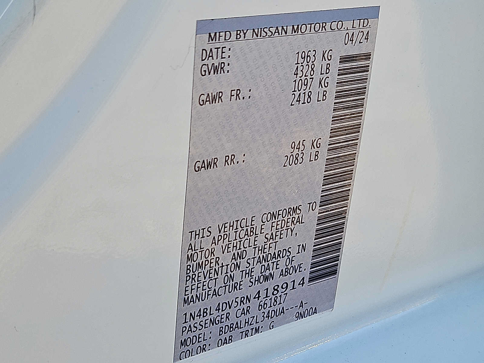 Used 2024 Nissan Altima 2.5 SV FWD image 26