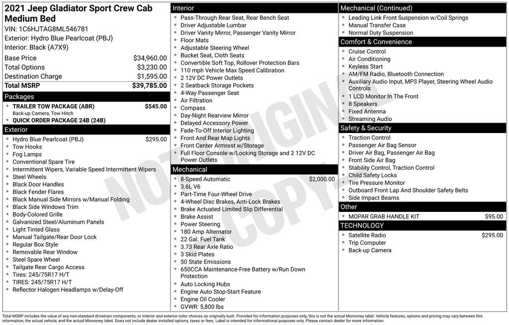 Used 2021 Jeep Gladiator Sport w/ Trailer Tow Package image 15