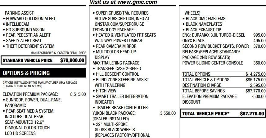 Used 2025 GMC Yukon Elevation w/ Elevation Premium Package AWD/4WD image 2