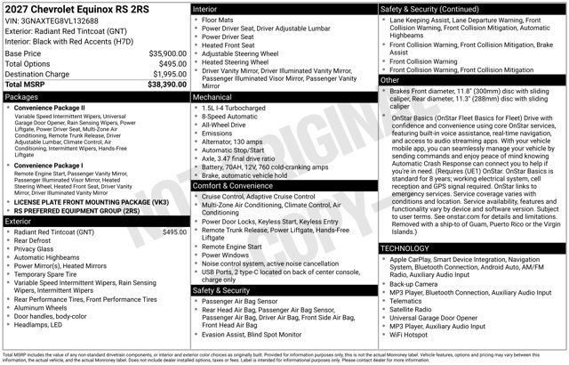 New 2027 Chevrolet Equinox RS AWD/4WD image 25