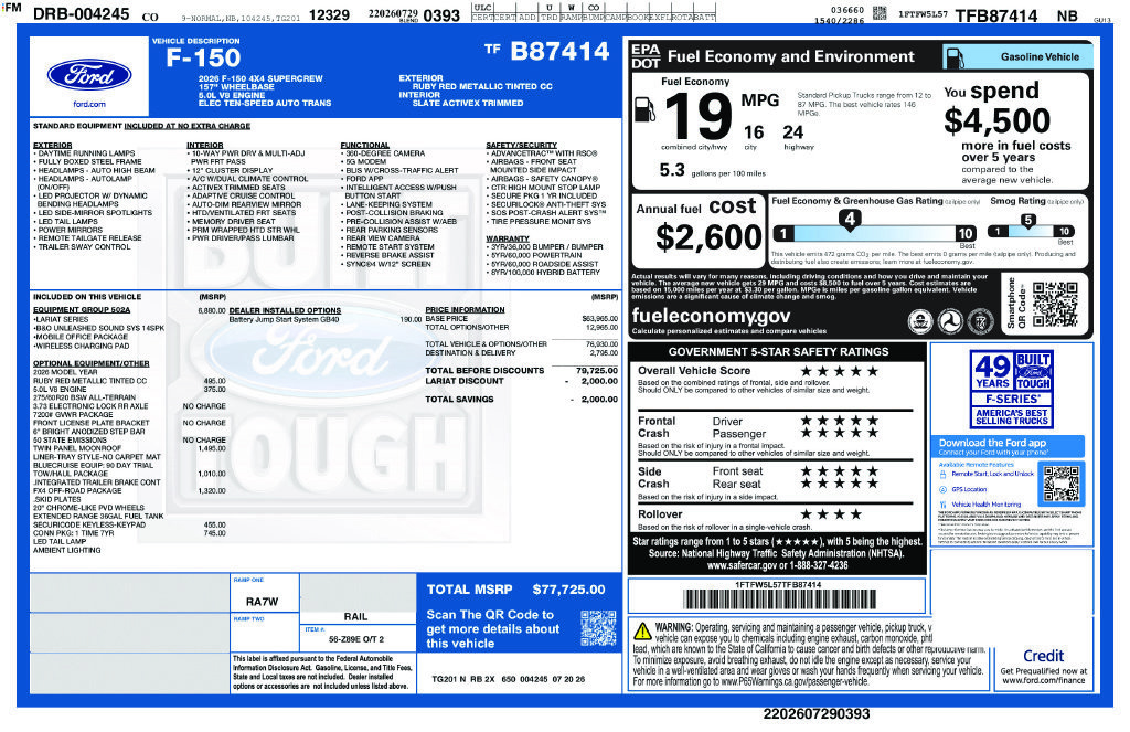 New 2026 Ford F150 Lariat w/ Equipment Group 502A High AWD/4WD image 32