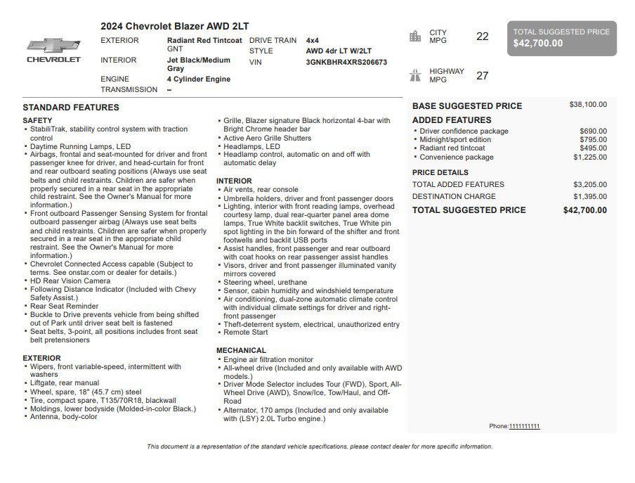 Certified 2024 Chevrolet Blazer LT w/ Convenience Package AWD/4WD image 34