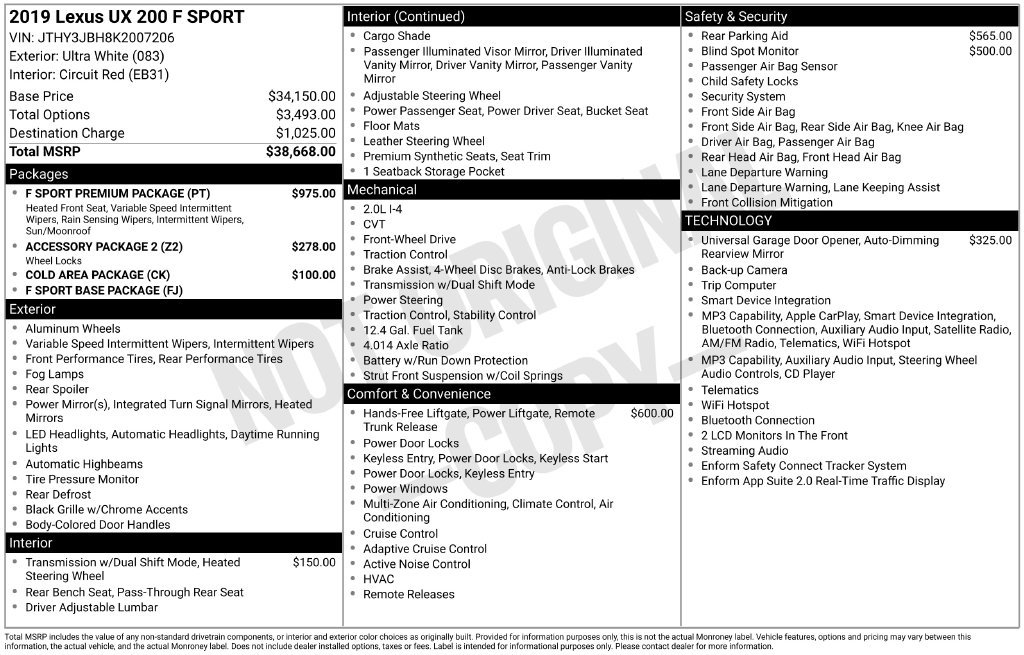 Used 2019 Lexus UX 200 F Sport w/ F Sport Premium Package FWD image 29