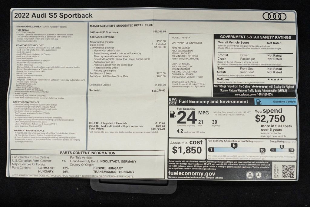 Used 2022 Audi S5 Premium w/ Convenience Package image 55