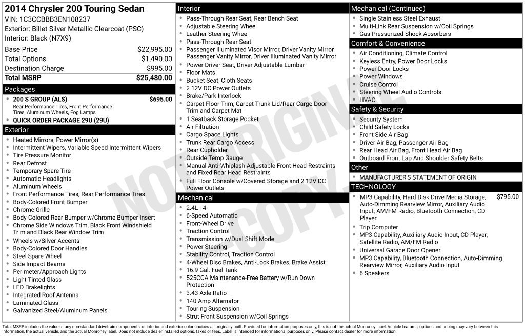 Used 2014 Chrysler 200 Touring w/ 200 S Group FWD image 18