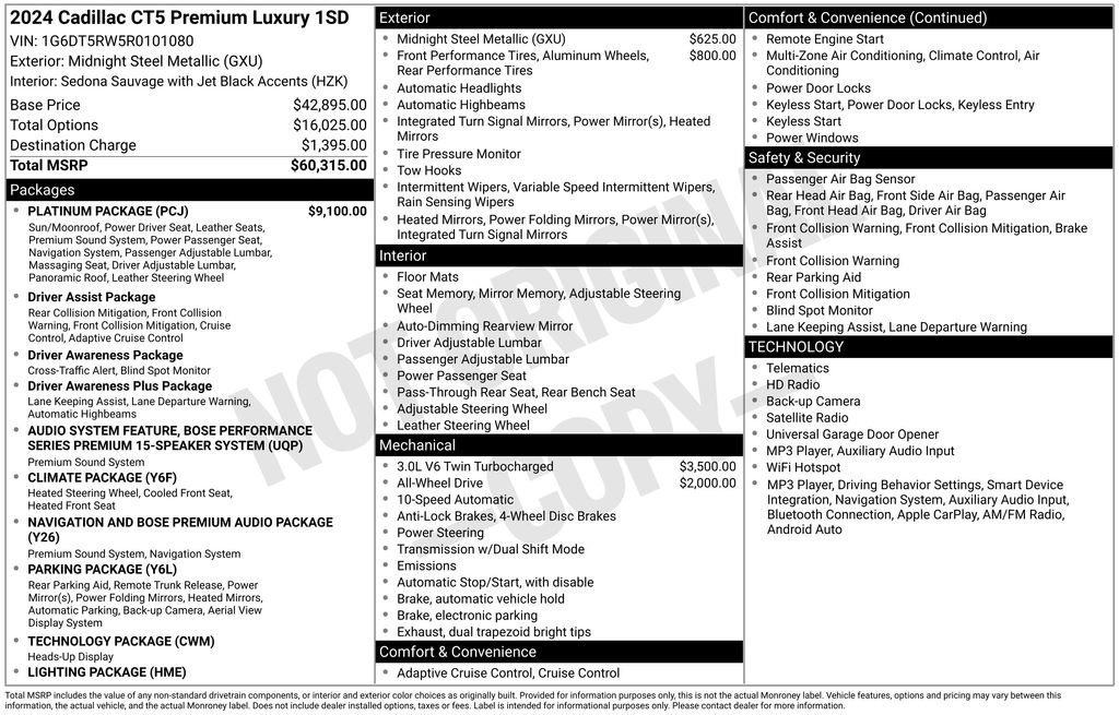 Certified 2024 Cadillac CT5 Premium Luxury w/ Platinum Package AWD/4WD image 36