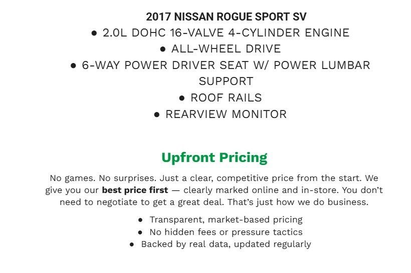 Used 2017 Nissan Rogue Sport SV w/ SV All-Weather Package AWD/4WD image 2