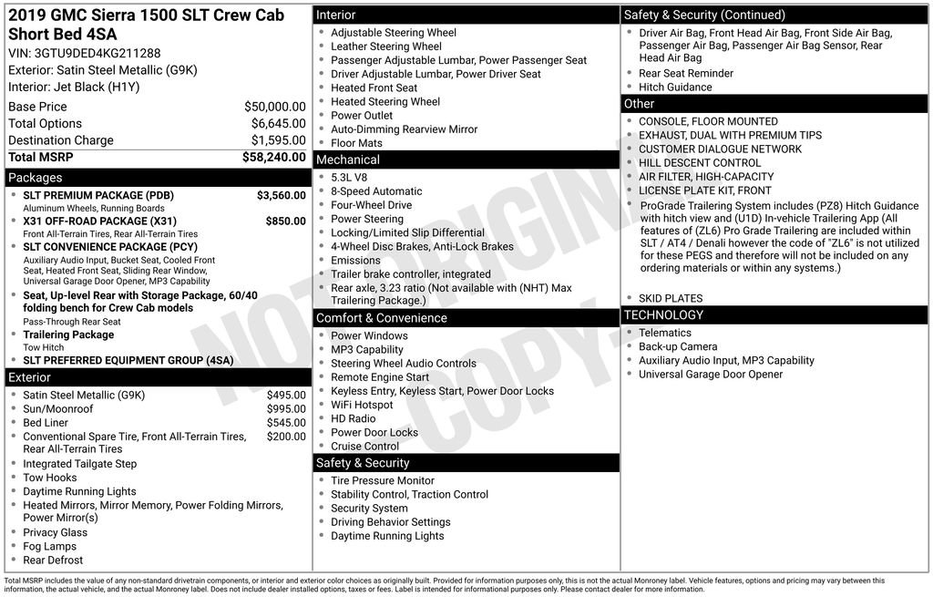 Used 2019 GMC Sierra 1500 SLT w/ SLT Premium Package AWD/4WD image 7