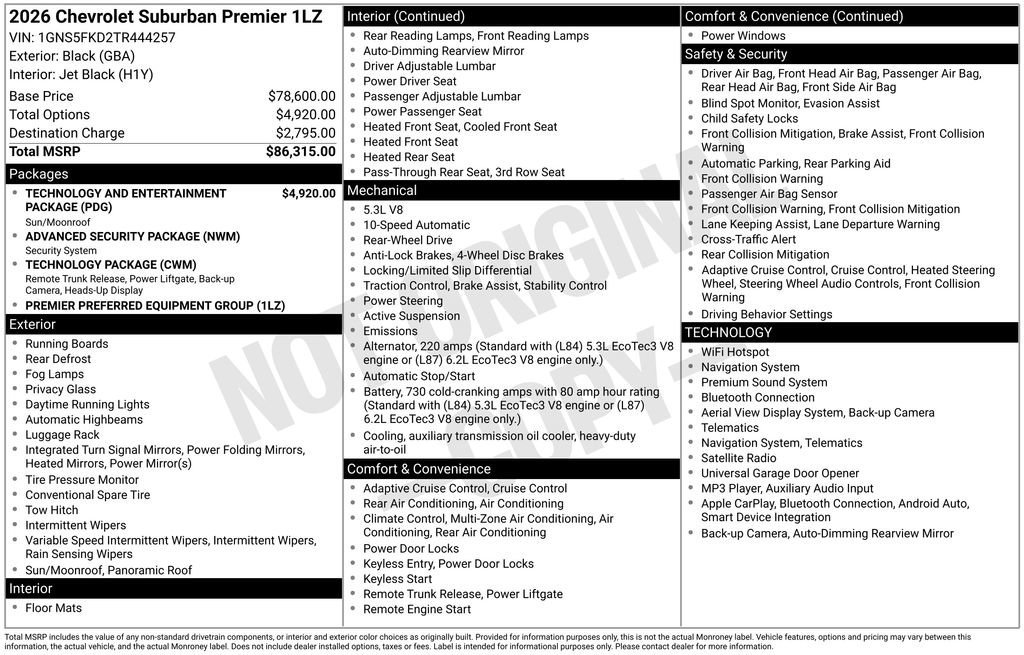 New 2026 Chevrolet Suburban Premier RWD image 32