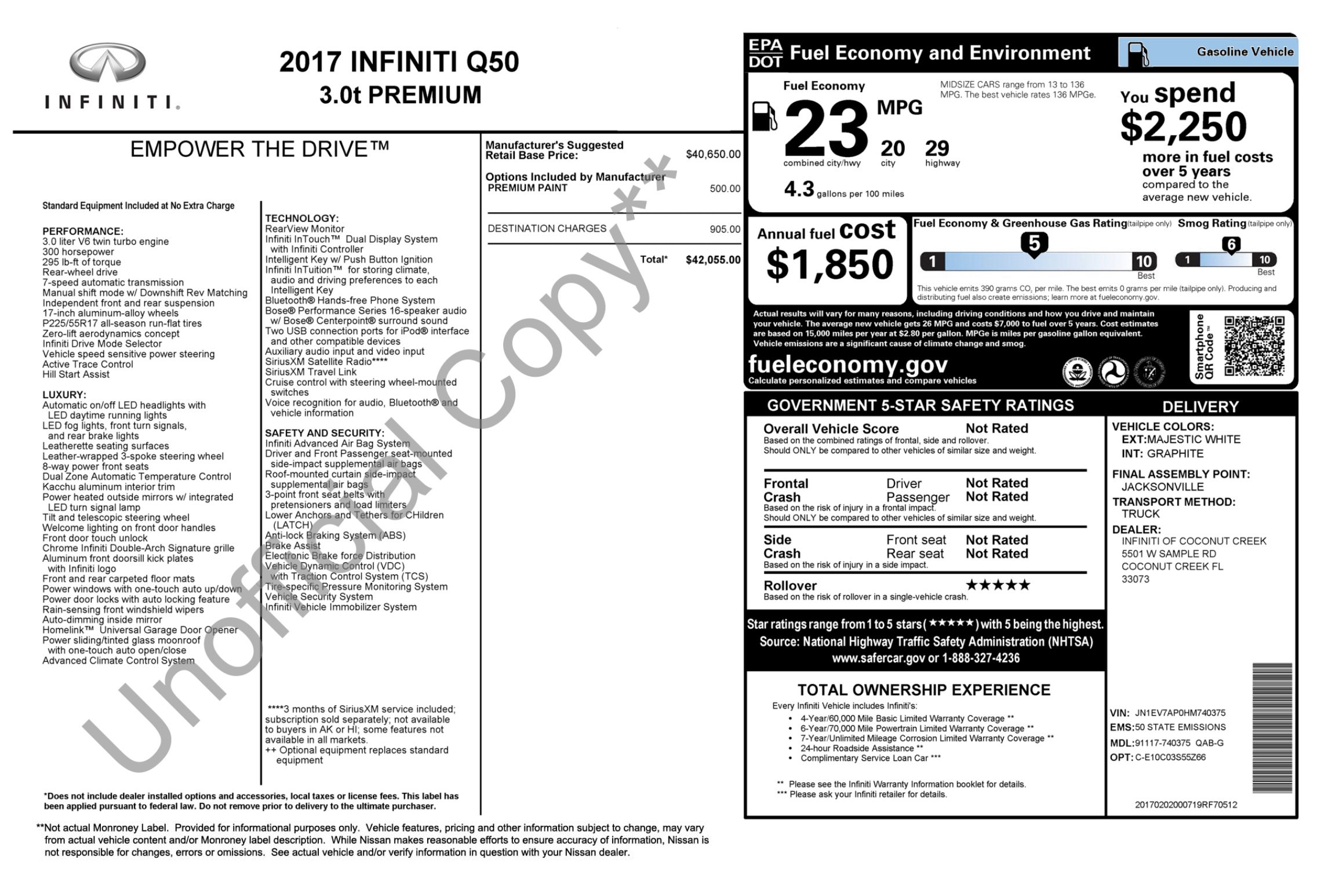 Used 2017 INFINITI Q50 3.0t Premium RWD image 2