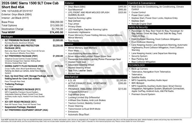 New 2026 GMC Sierra 1500 SLT w/ SLT Premium Package AWD/4WD image 5
