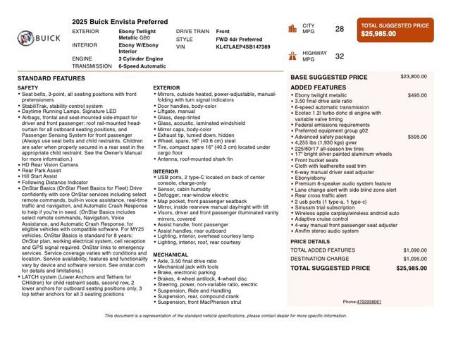 Used 2025 Buick Envista Preferred w/ Advanced Safety Package FWD image 2