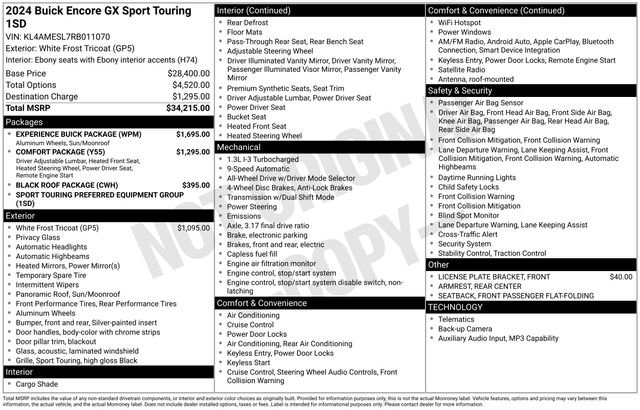 Certified 2024 Buick Encore GX Sport Touring w/ Experience Buick Package AWD/4WD image 38