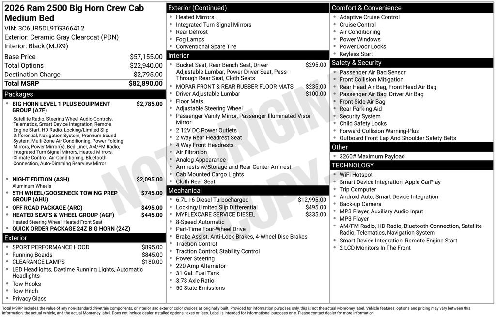 New 2026 RAM 2500 Big Horn AWD/4WD image 3